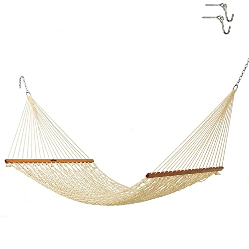 Original Pawleys Island 12DCOT Single Oatmeal Duracord Rope Hammock with Free Extension Chains  Tree Hooks Handcrafted in The USA Accommodates 1 Person 450 LB Weight Capacity 12 ft x 50 in 